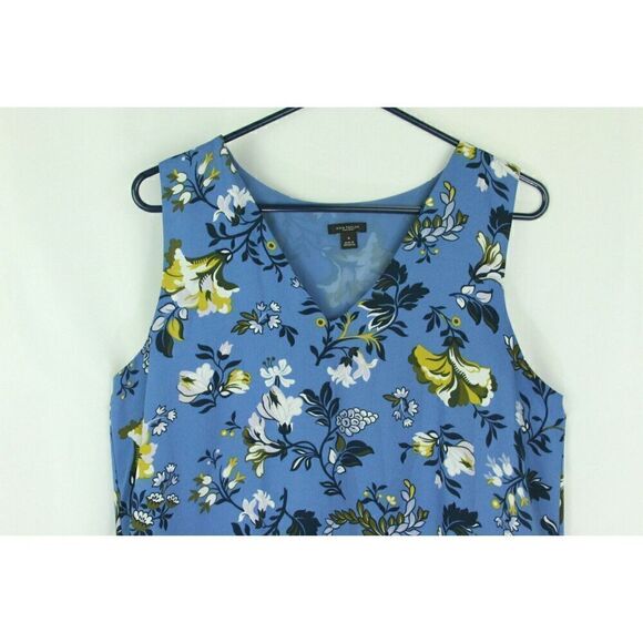 Ann Taylor Factory Floral Blouse Top Sleeveless Layered Lined Womens Medium - Picture 2 of 6